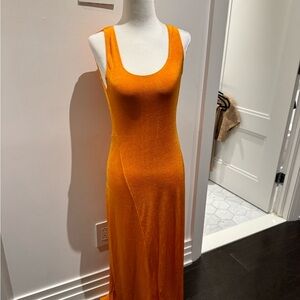 Elegant Orange Sleeveless Dress